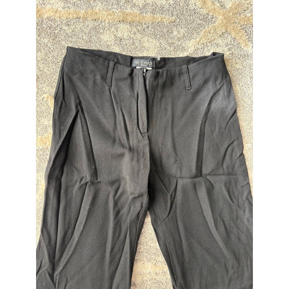 Etro Milano black wide leg black wool dress pants trouser women's size 8 - Picture 7 of 7